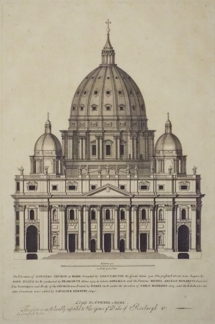 Print - This Elevation of St. Peters Church at Rome Founded by Constantin the Great Anno 310 etc etc